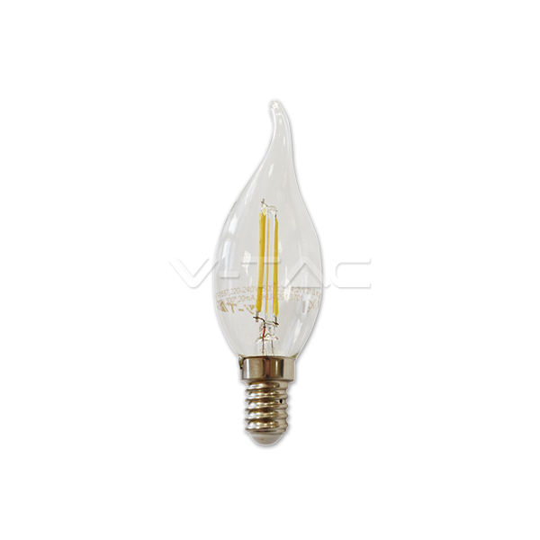 LED Крушка - 2W Filament E14 Кендъл Пламък Неутрално Бяла Светлина