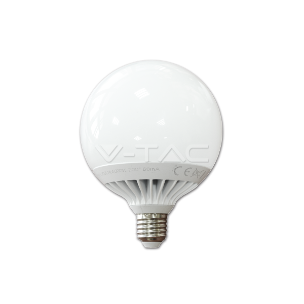 LED Крушка - 15W E27 G120 Глобус Термо Пластик Бяла Светлина