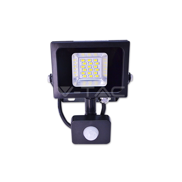 10W LED Прожектор Сензор SMD Черно Тяло Бяла Светлина